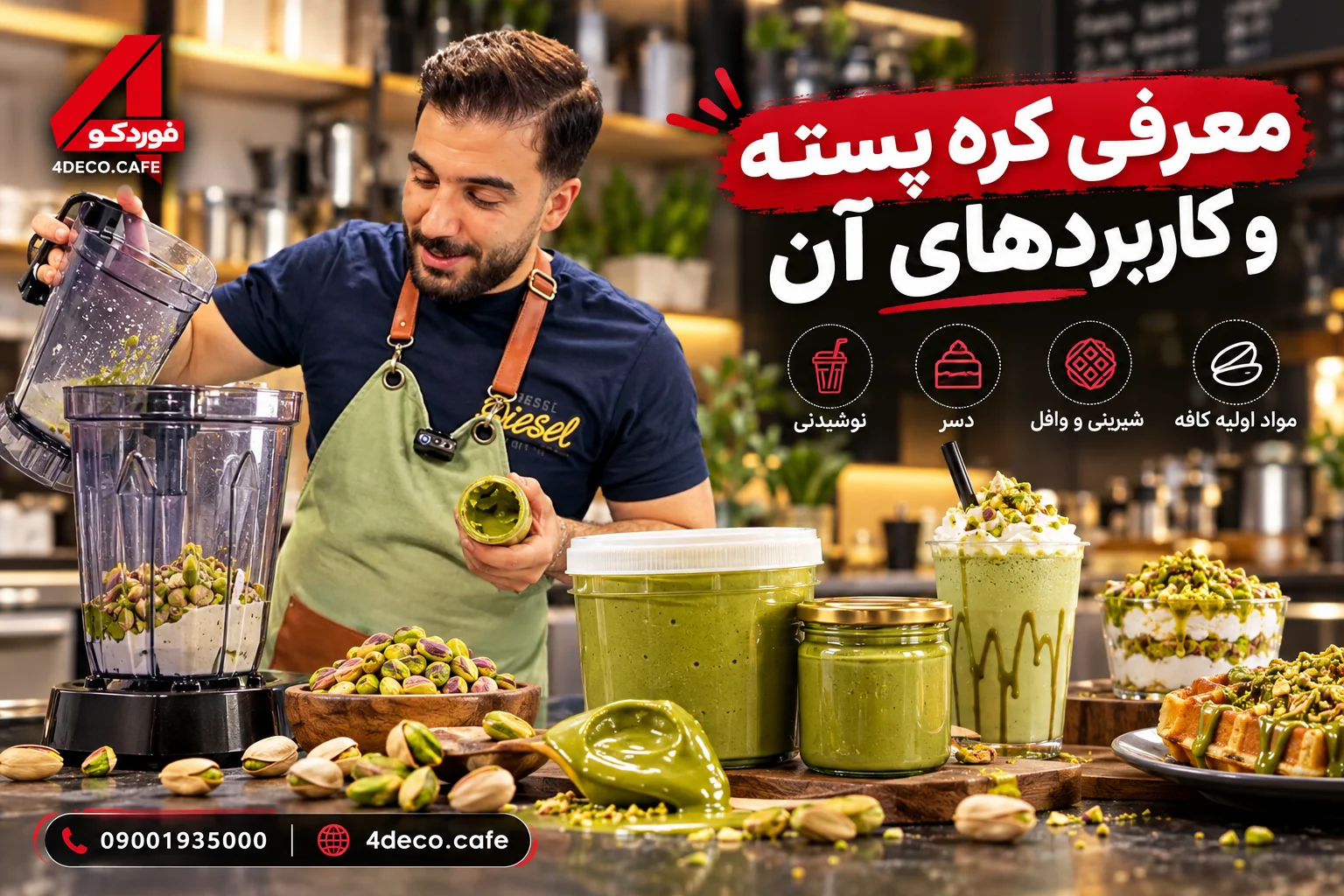 معرفی کره پسته و کاربردهای آن در بستنی، دسر و کافی شاپ
